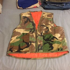 Reversible orange and camo vest